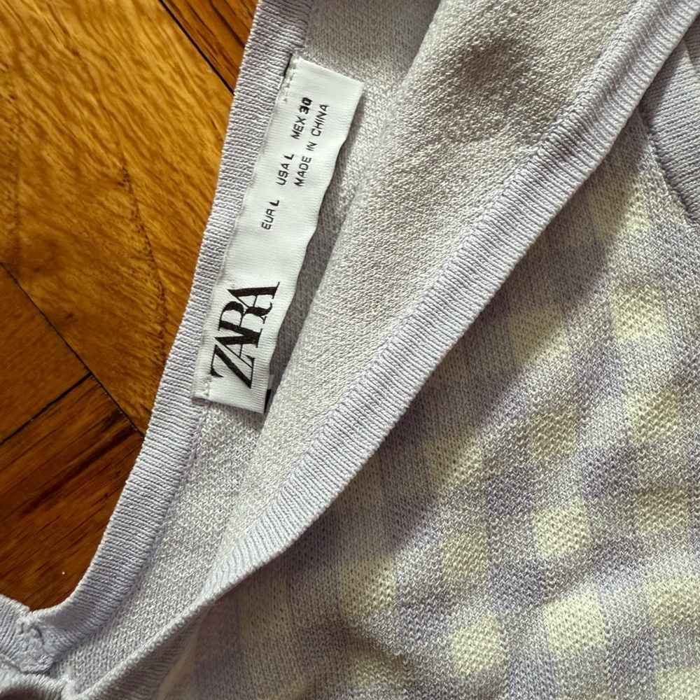 Lavender and White Gingham Knit Crop Top - Picture 3 of 5
